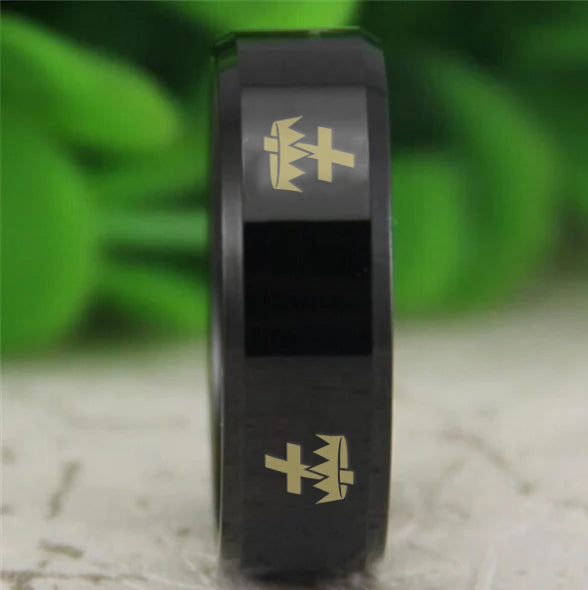 Knights Templar Commandery Ring - Reverse Comfort Fit Tungsten - Bricks Masons