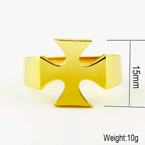 Knights Templar Stainless Steel Polished Signet Rings [Silver, Black, Gold] - Bricks Masons