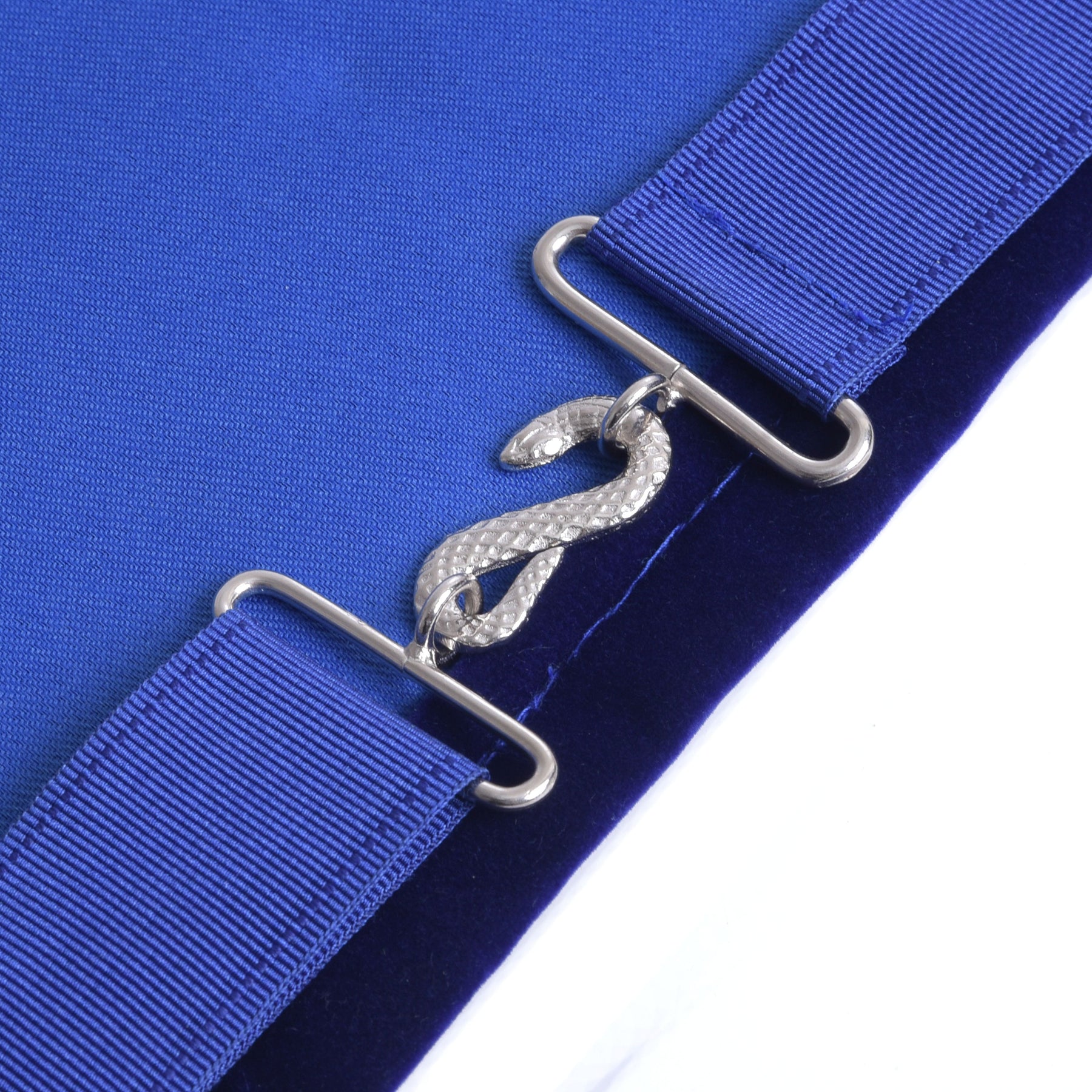 Marshal Blue Lodge Officer Apron - Silver Fringe & Side Tabs - Bricks Masons
