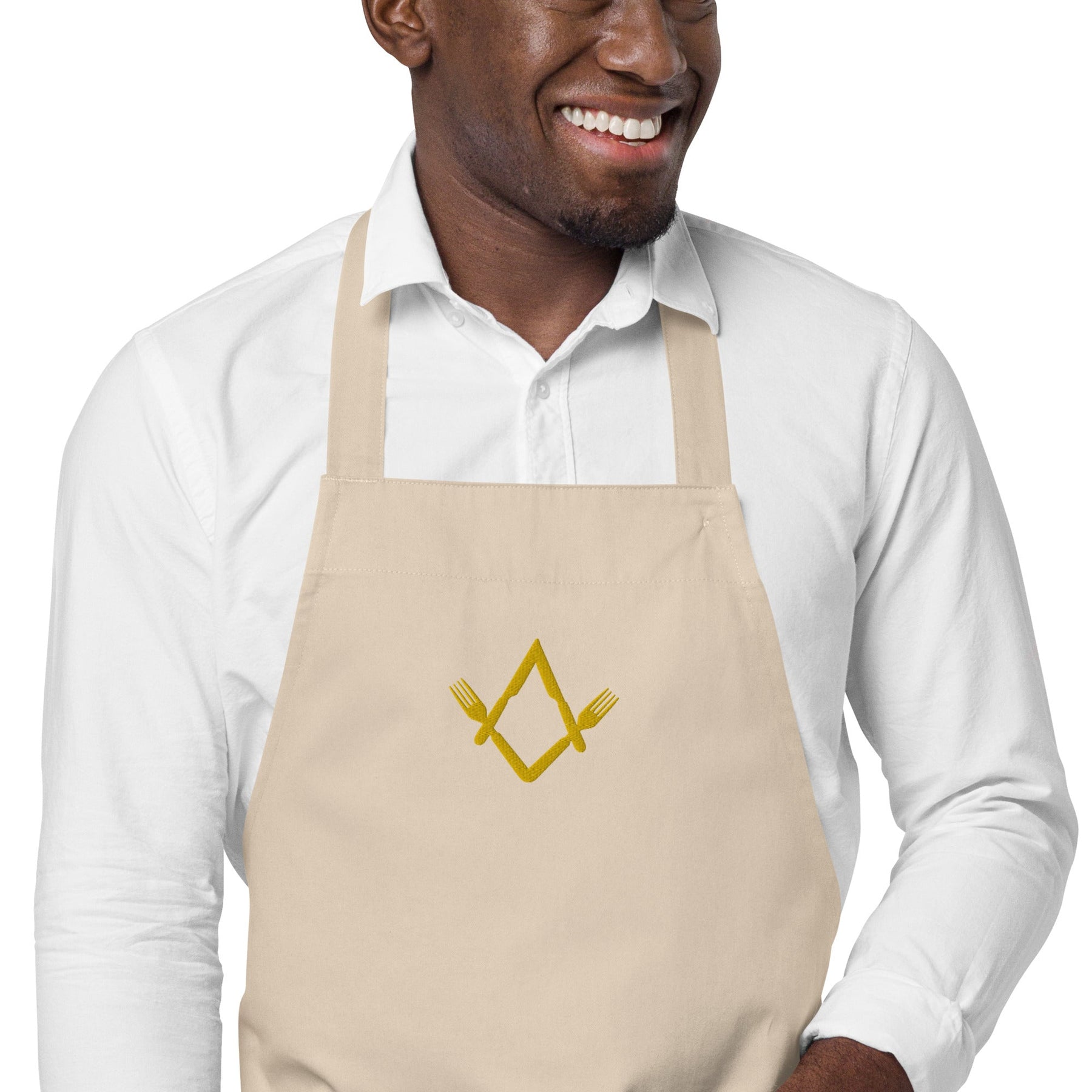 Master Mason Bllue Lodge Kitchen Apron - Fork Square and Compass Embroidery - Bricks Masons