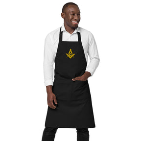 Master Mason Bllue Lodge Kitchen Apron - Square and Compass G Embroidery - Bricks Masons