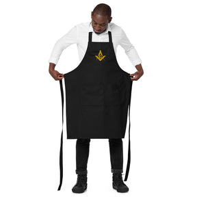 Master Mason Bllue Lodge Kitchen Apron - Square and Compass G Embroidery - Bricks Masons