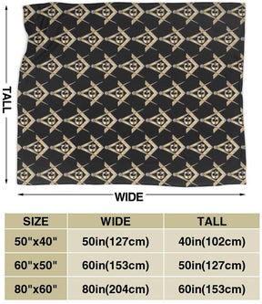 Master Mason Blue Lodge Blanket -  Warm Cozy Lightweight Fleece - Bricks Masons