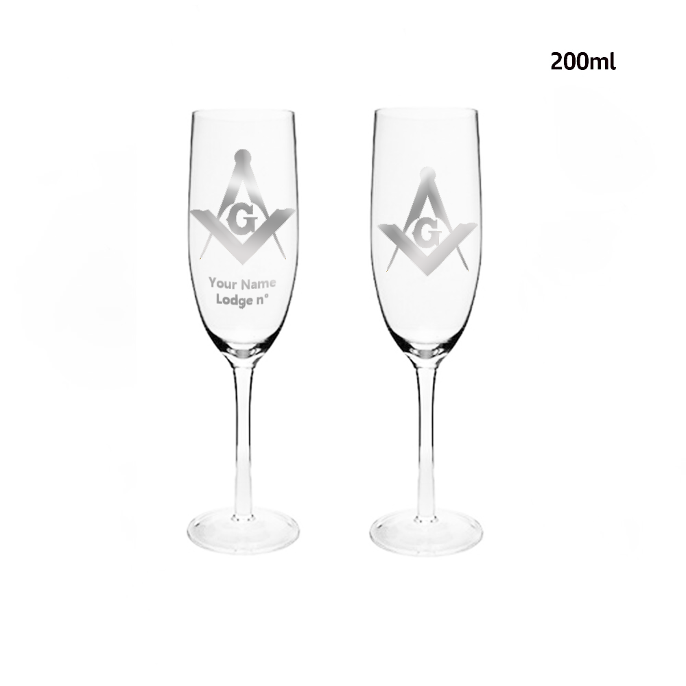 Master Mason Blue Lodge Champagne Flute - 2 Pieces Set - Bricks Masons
