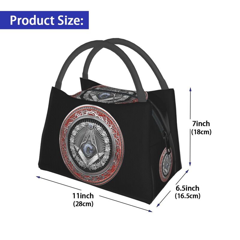 Master Mason Blue Lodge Lunch Bag - 3rd Degree Square and Compass with G Insulated - Bricks Masons