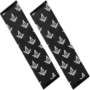 Master Mason Blue Lodge Seatbelt Cover - White & Gold - Bricks Masons