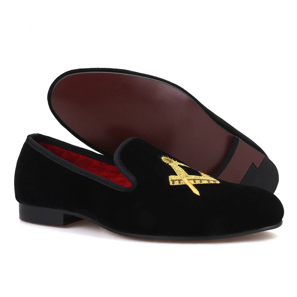 Master Mason Blue Lodge Shoe - Embroidery Square and Compass (Multiple Colors) - Bricks Masons