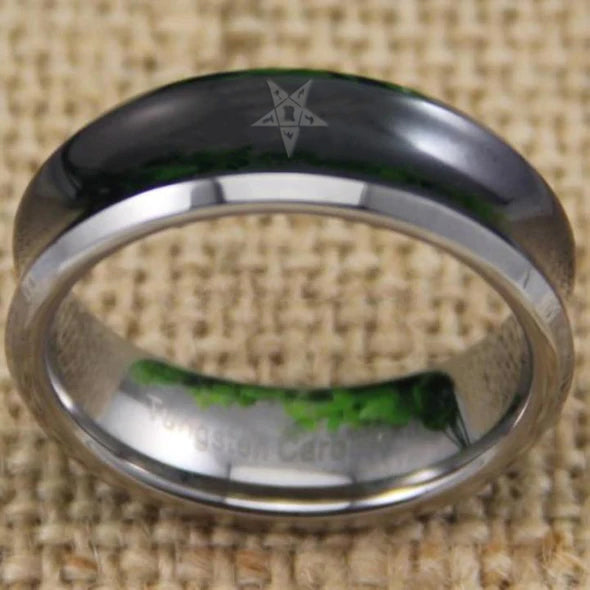 OES Ring - Black Silver Edges - Bricks Masons
