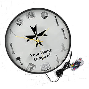 Order Of Malta Commandery Clock - Frame with LED - Bricks Masons
