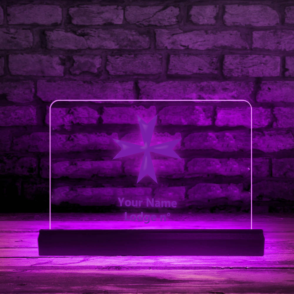 Order Of Malta Commandery LED Sign - 3D Glowing light - Bricks Masons