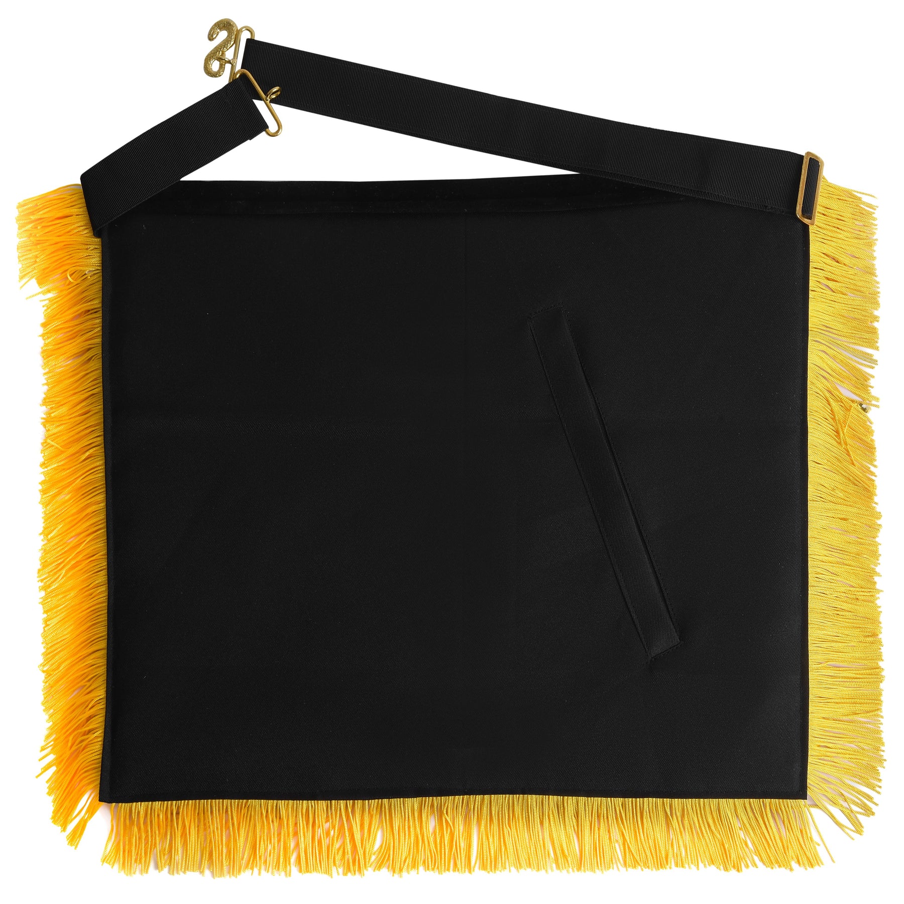 Past Commander Knights Templar Commandery Apron - Black With Gold Fringe - Bricks Masons