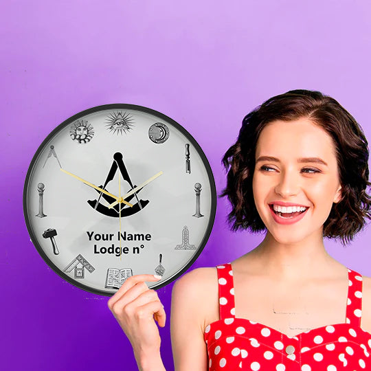 Past Master Blue Lodge Clock - Frame with LED - Bricks Masons