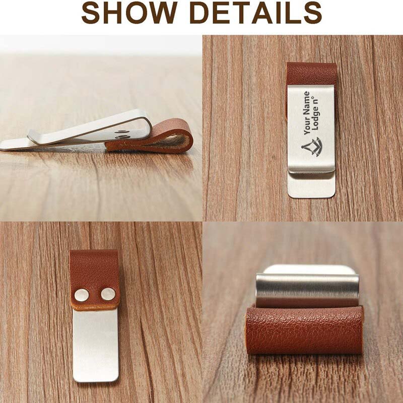 Past Master Blue Lodge Pen Holder - Black & Brown Leather - Bricks Masons