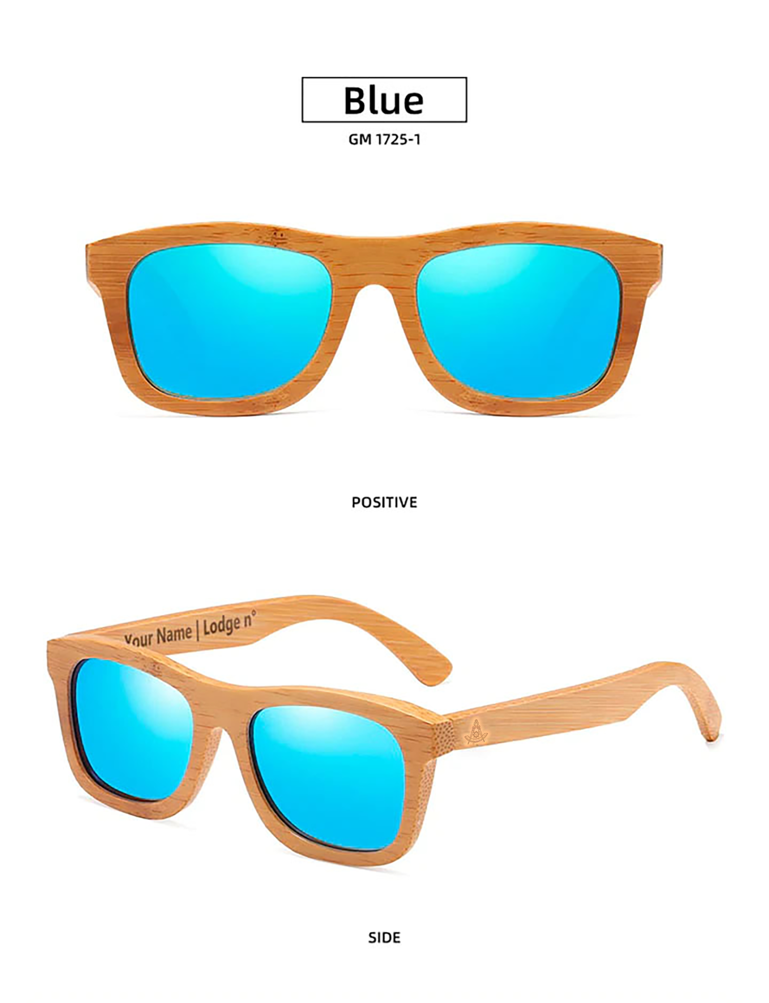 Past Master Blue Lodge California Regulation Sunglasses - Various Lenses Colors - Bricks Masons