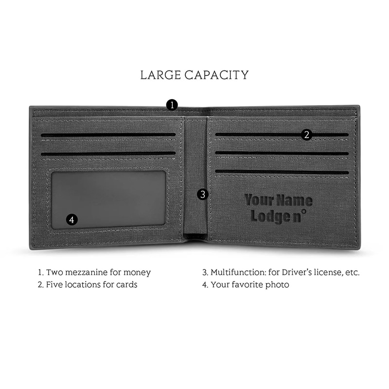 Past Master Blue Lodge Wallet - Leather Various Colors - Bricks Masons