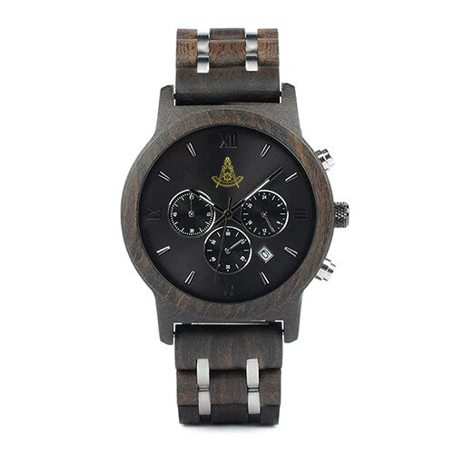 Past Master Blue Lodge California Regulation Wristwatch - Various Wood Colors - Bricks Masons