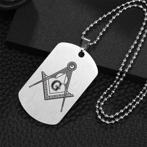 Master Mason Blue Lodge Necklace - Square & Compass G Stainless Steel - Bricks Masons