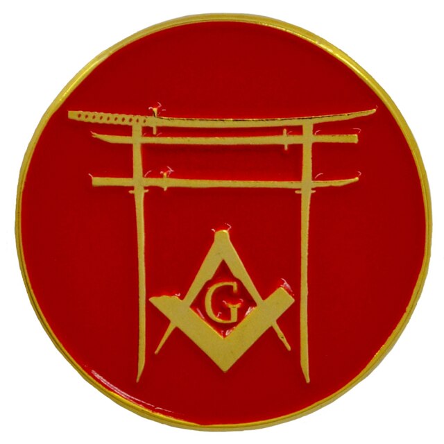 Master Mason, Grand Master Lapel Pin - Variety of Gold Plated Japan Shrine Torii - Bricks Masons