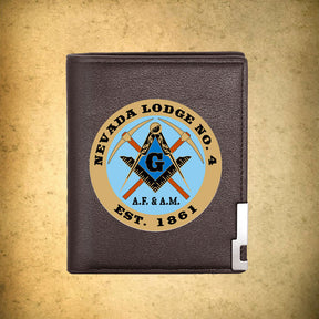 Master Mason Blue Lodge Wallet - Nevada Lodge No.4 Black & Brown - Bricks Masons